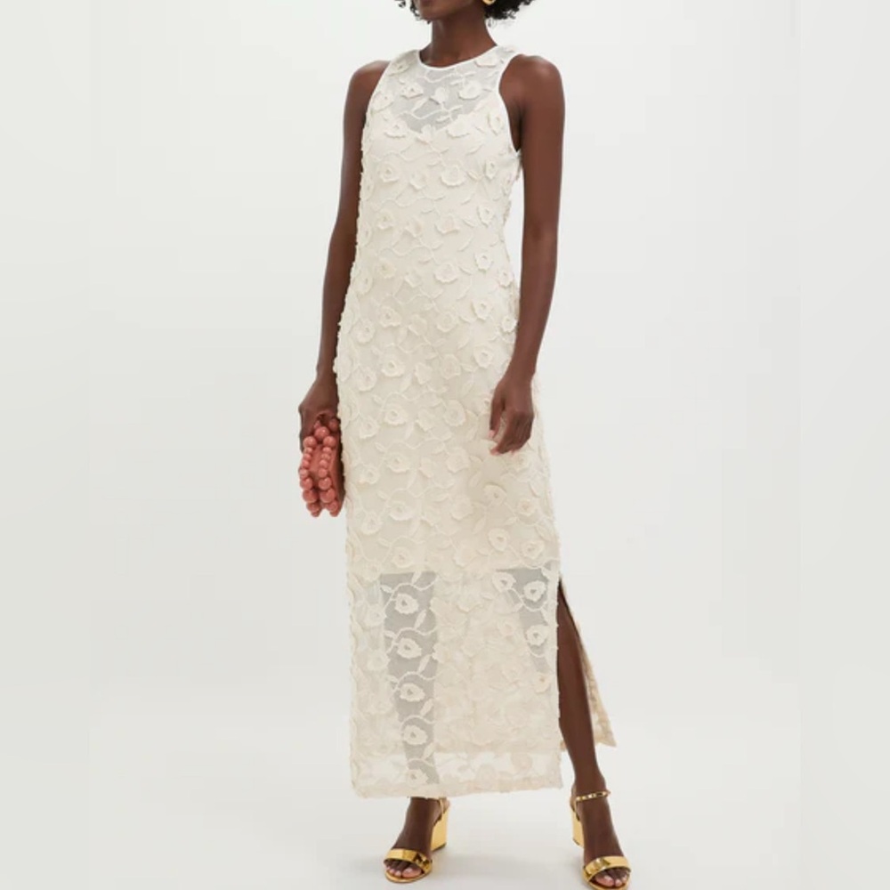 Elegant Cream Lace Maxi Dress